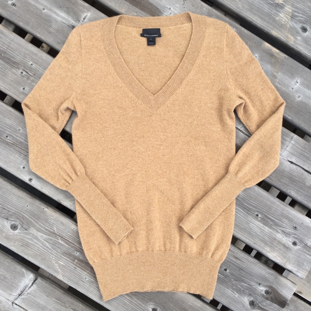 J. Crew Camel Brown V-Neck Sweater - Picture 4 of 6
